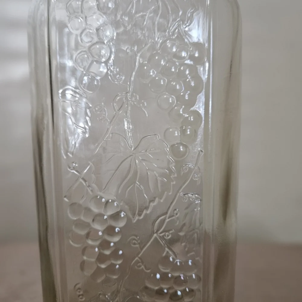 Old Mr. Boston Liquors Glass Bottle with Embossed Grape‎ Vine Design